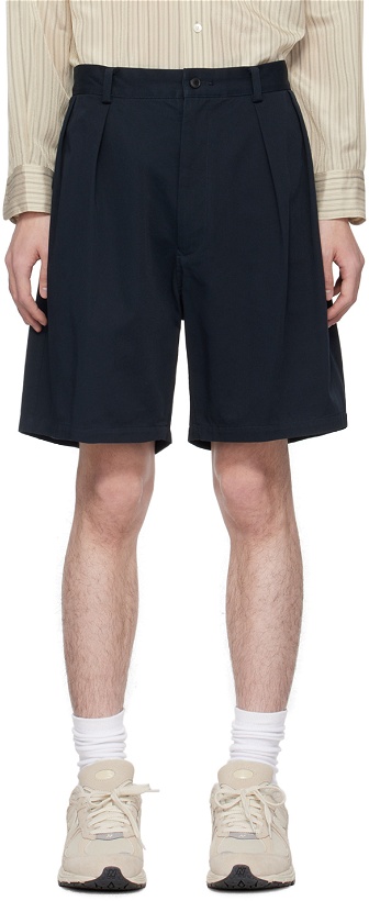 Photo: YLÈVE Navy Pleated Shorts