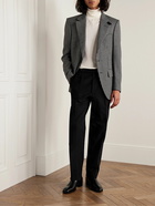 TOM FORD - Atticus Leather-Trimmed Houndstooth Wool, Mohair and Cashmere-Blend Blazer - Black