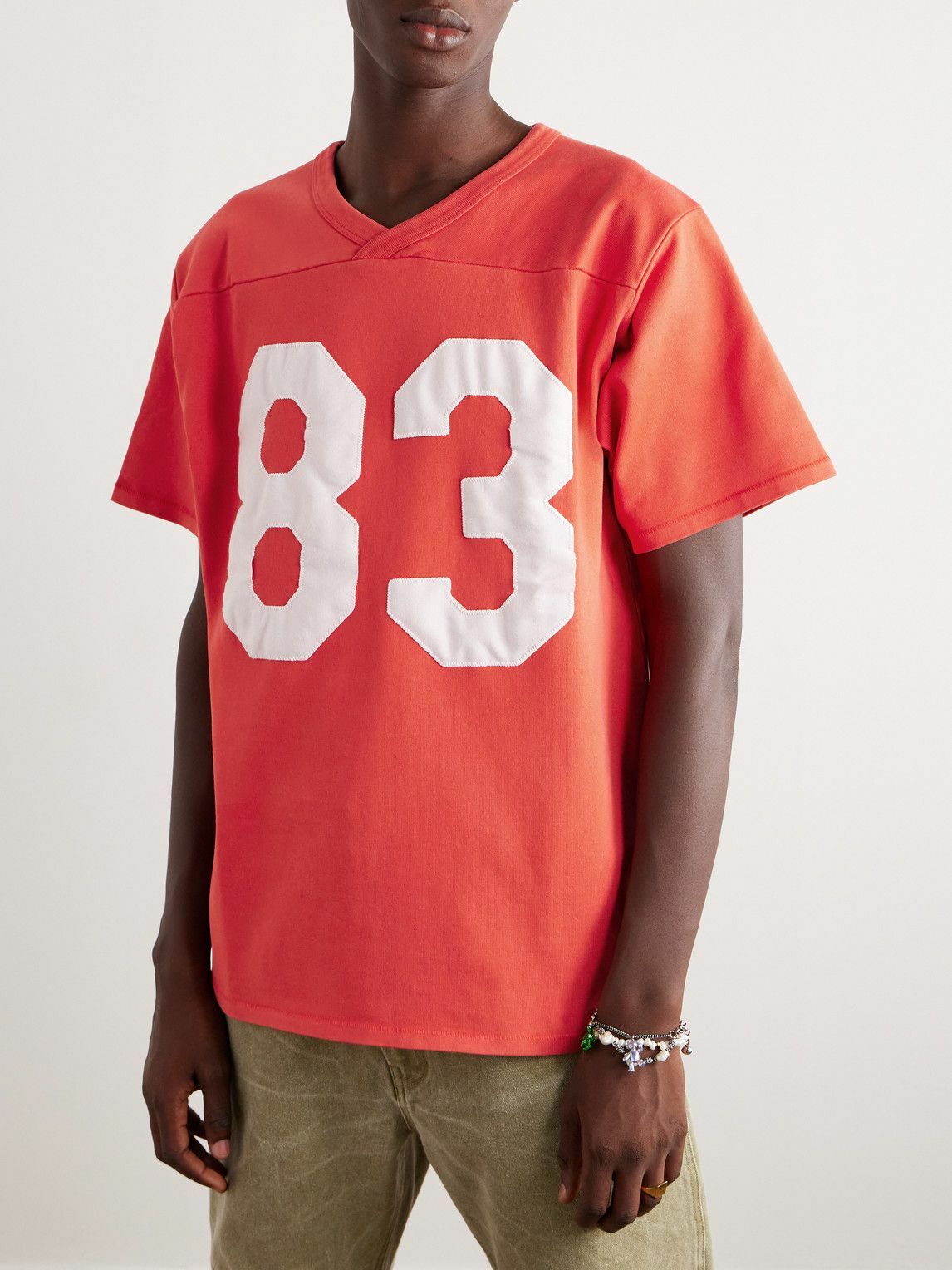 【関送無料】 ERL cotton jersey T-shirt Tシャツ ERL - Appliquéd Cotton-Jersey T-Shirt - Red ERL