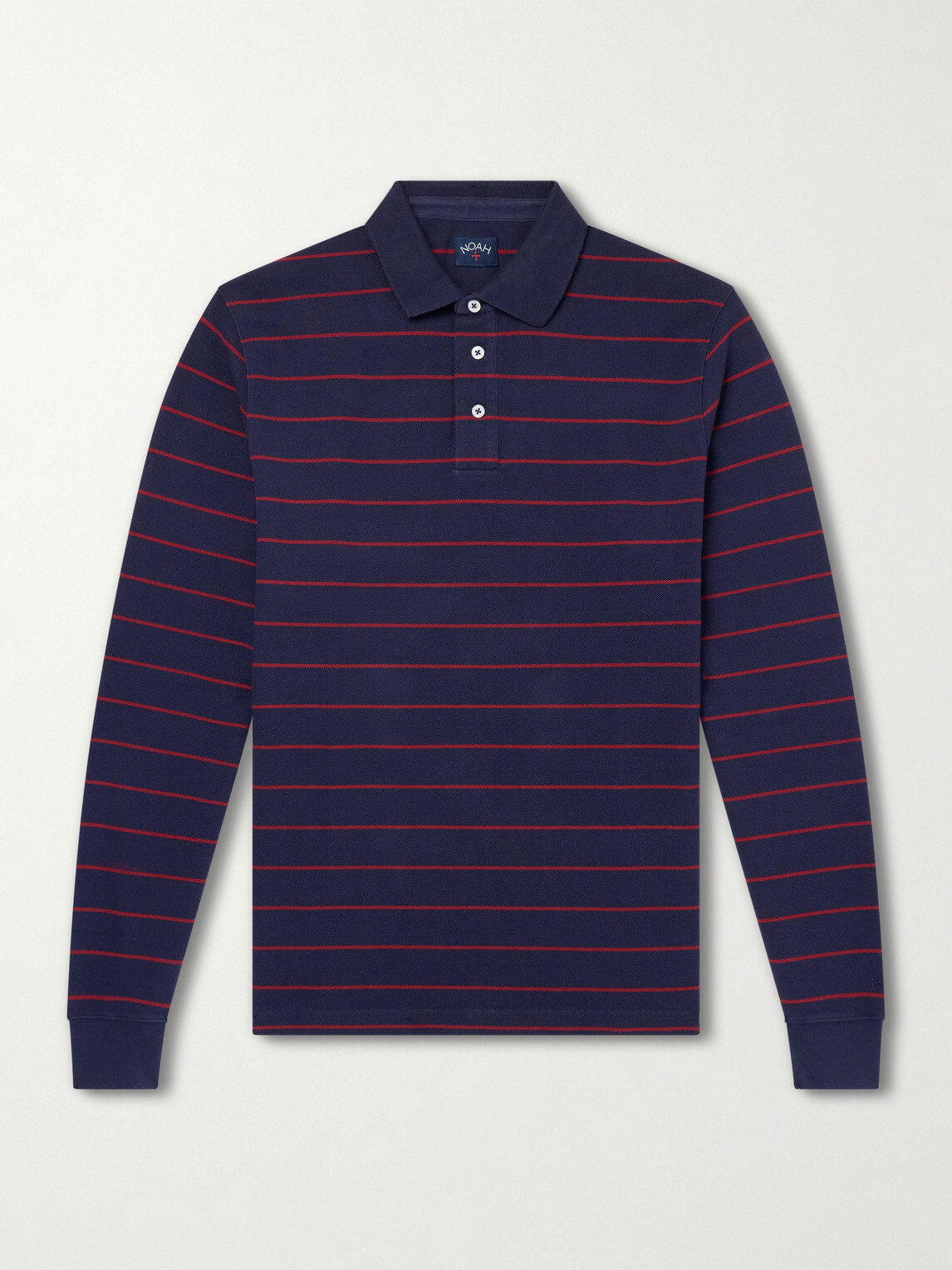 Noah - Striped Cotton-Piqué Polo Shirt - Blue