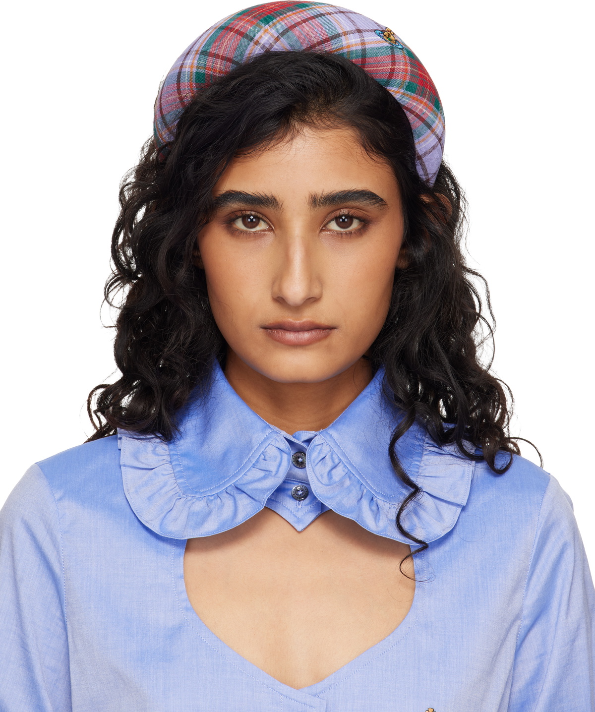 Vivienne Westwood Tartan Orb-embroidered Silk Scrunchie - Red