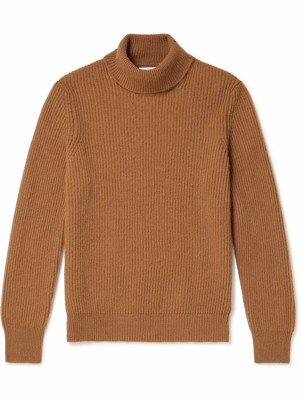 Photo: De Petrillo - Ribbed Wool and Cashmere-Blend Rollneck Sweater - Brown