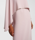 Costarellos Crystal-embellished caped gown