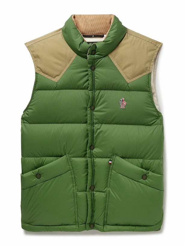 Photo: Moncler Grenoble - Veny Cotton Canvas-Trimmed Logo-Appliquéd Quilted Shell Down Gilet - Green