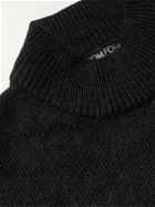 TOM FORD - Slim-Fit Brushed Cashmere, Mohair and Silk-Blend Mock-Neck Sweater - Black