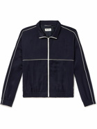 SAINT LAURENT - Teddy Piped Satin-Jersey Track Jacket - Blue