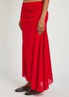 Ganni Draped Asymmetric Jersey Midi Skirt Red