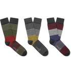 Corgi - Three-Pack Striped Wool-Blend Socks - Multi