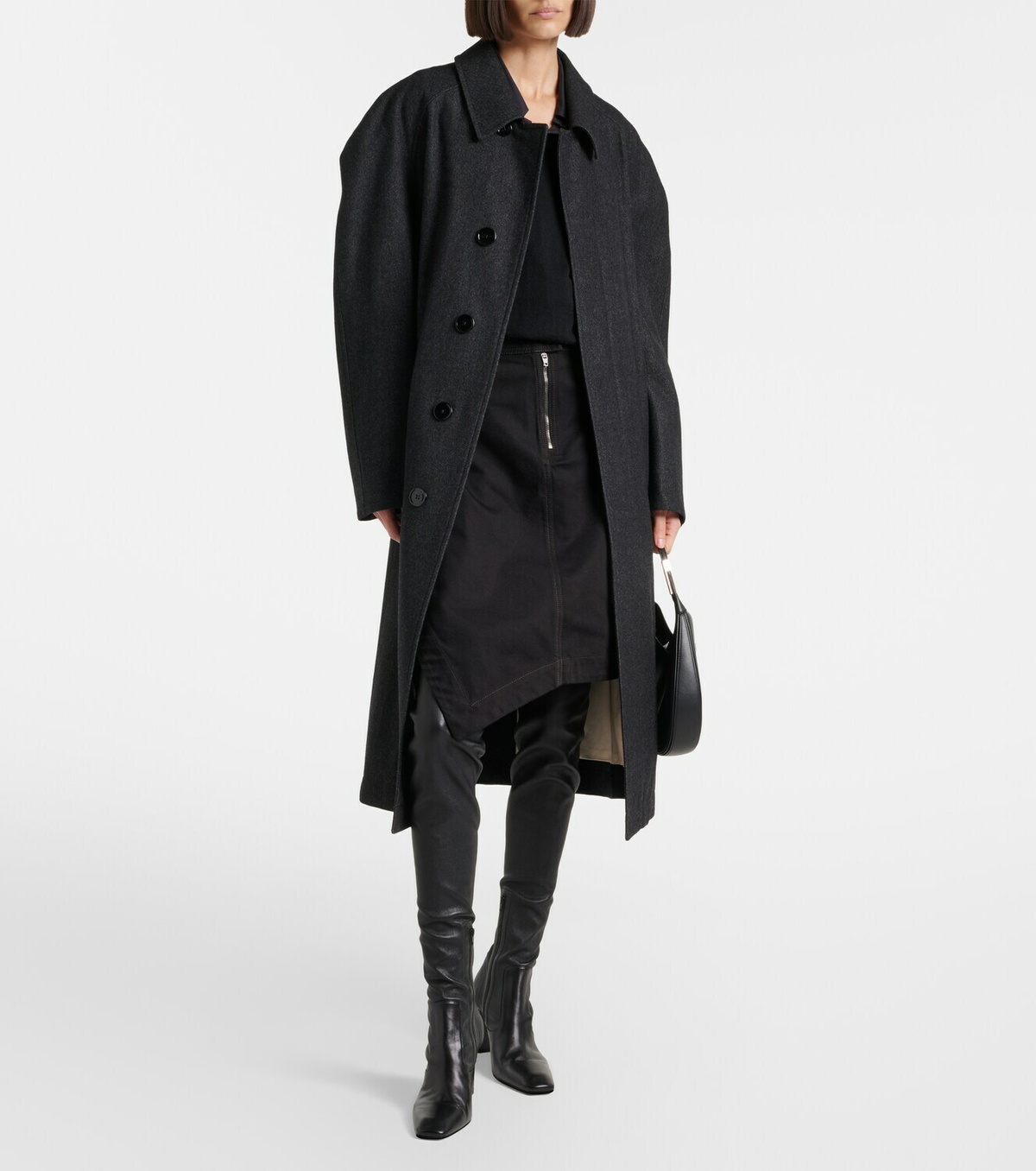 Lemaire Asymmetric denim midi skirt