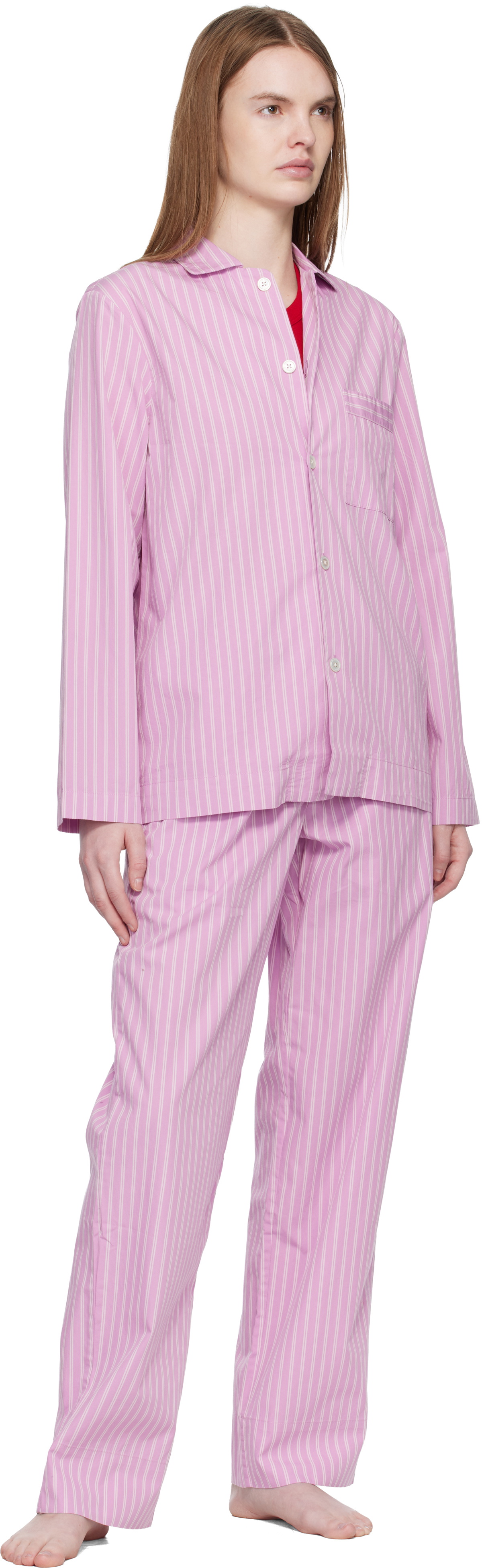 Tekla Pink Poplin Pyjama Pants