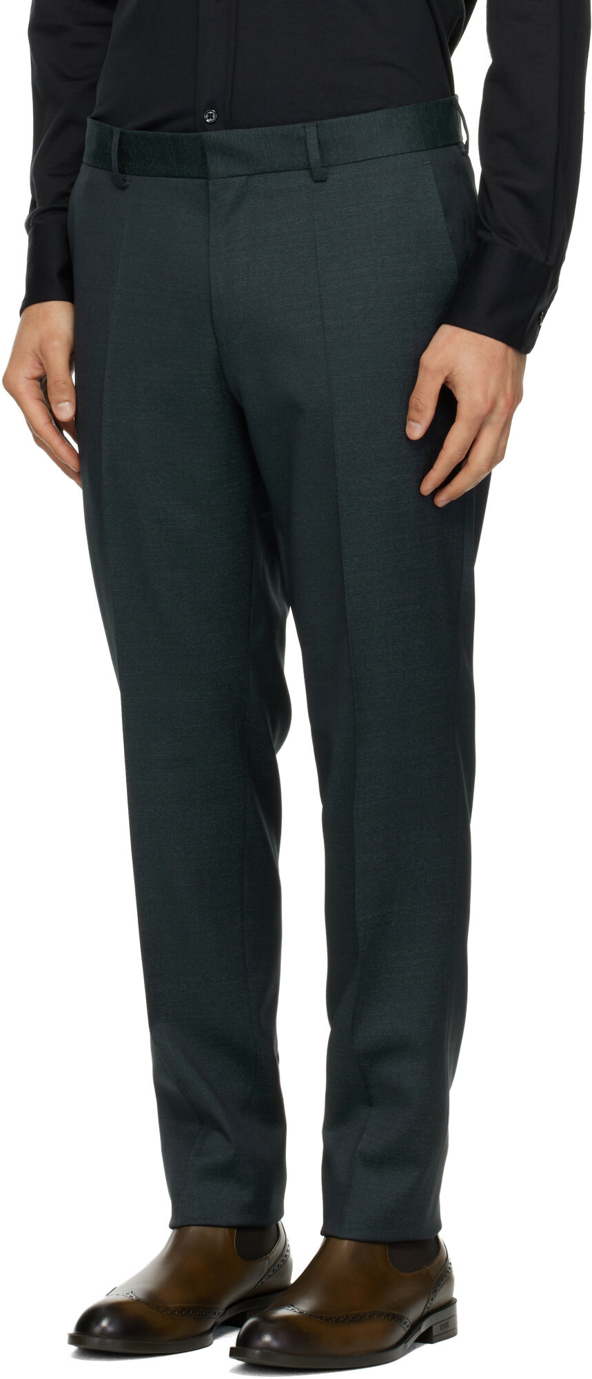 BOSS Gray Slim-Fit Virgin Wool Suit