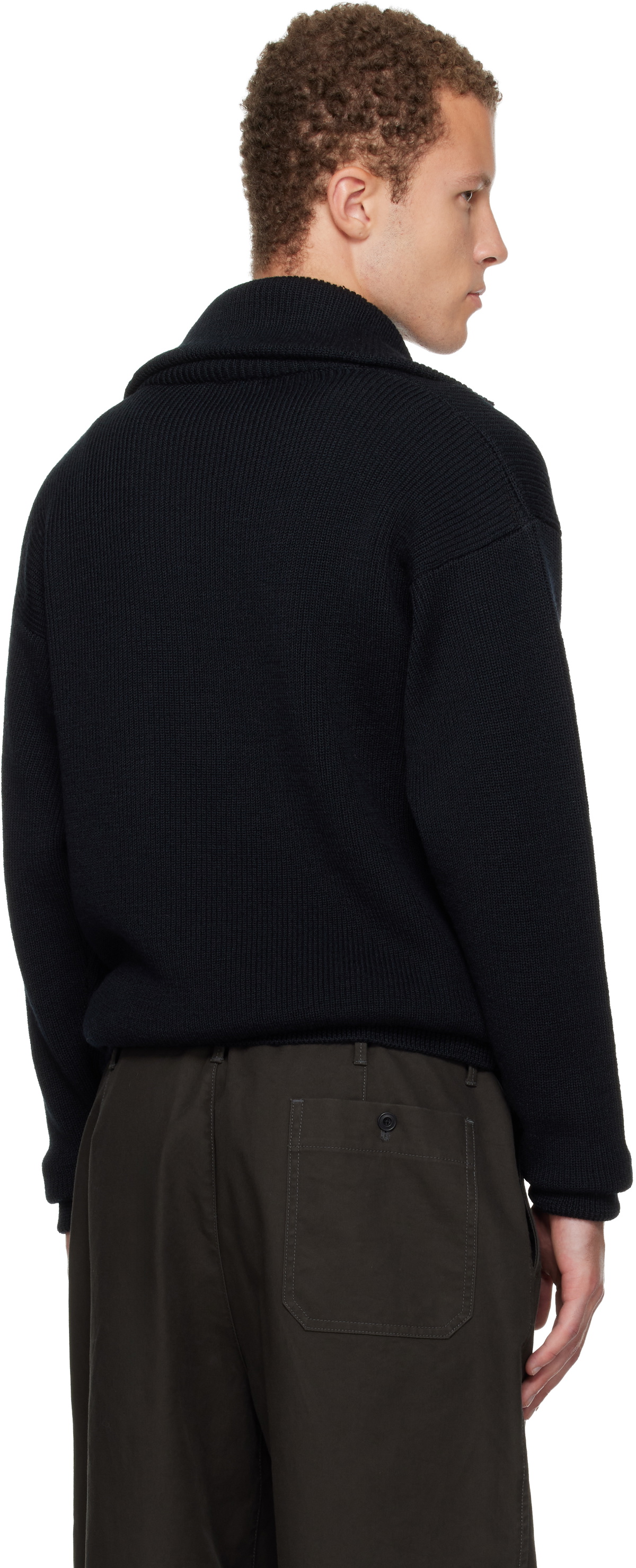 LEMAIRE Black Half Zip Sweater