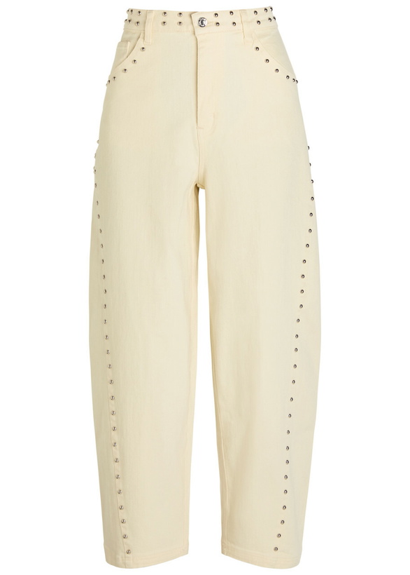 Photo: Never Fully Dressed Studded Barrel-leg Jeans Ecru