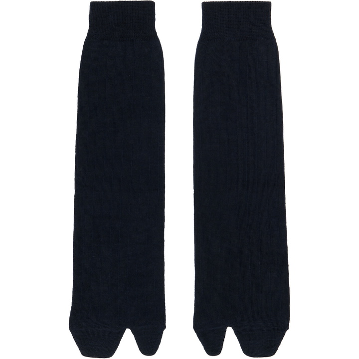 Photo: Maison Margiela Navy Wool Tabi Socks