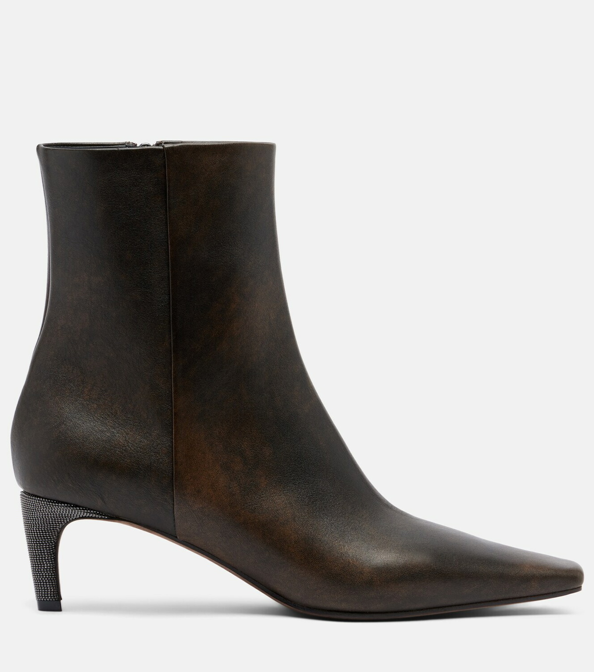 Brunello Cucinelli Monili leather ankle boots