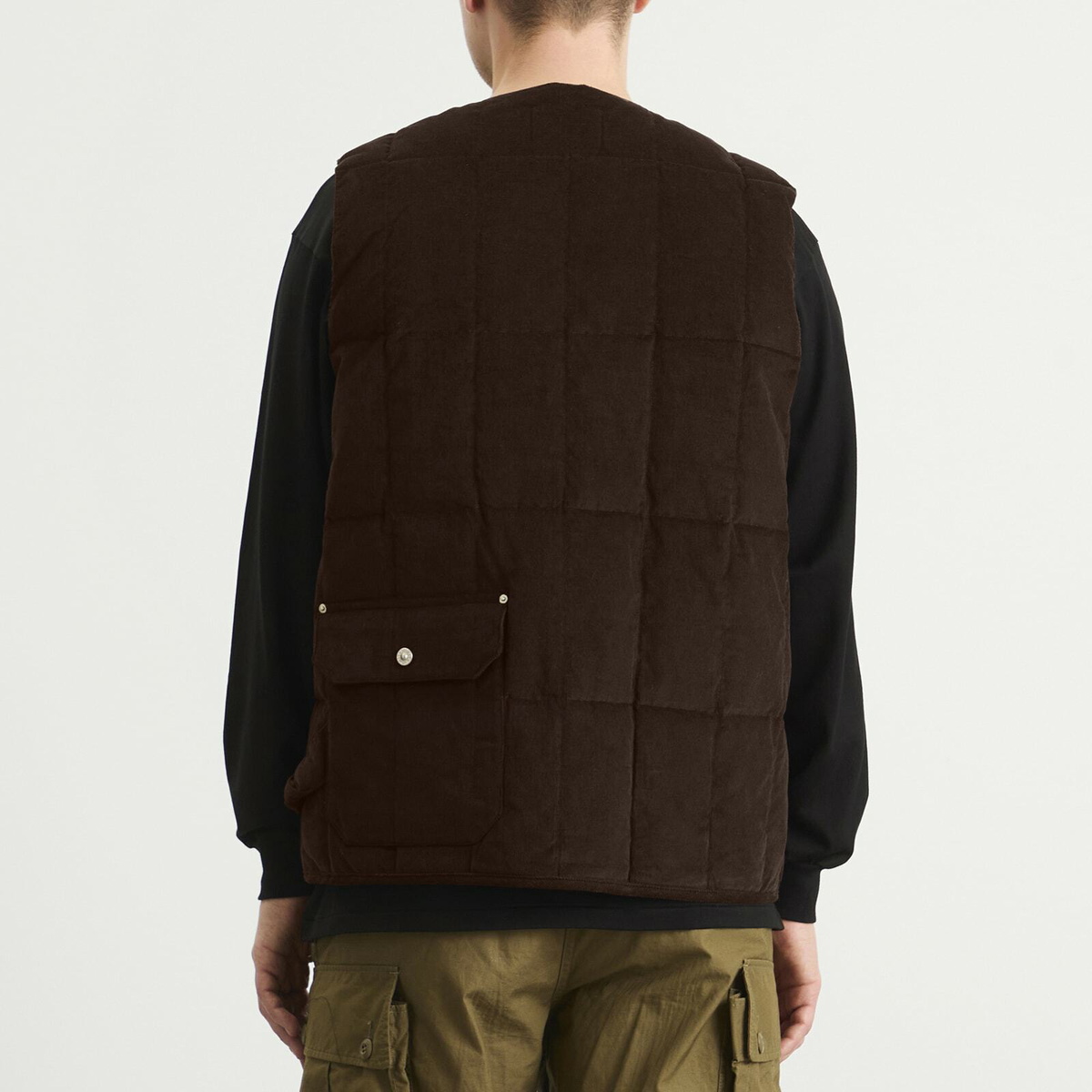 Taion Men's Work V-Neck Button Down Vest in Dark Brown