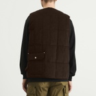 Taion Men's Work V-Neck Button Down Vest in Dark Brown