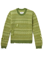 Maison Margiela - Distressed Fair Isle Wool Sweater - Green