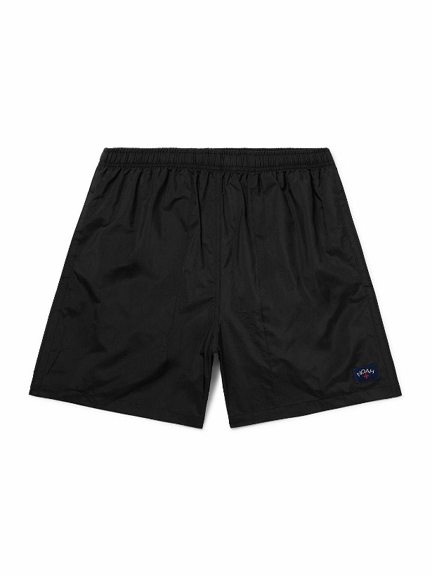 Photo: Noah - Straight-Leg Mid-Length Logo-Appliquéd Swim Shorts - Black