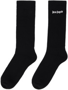 Palm Angels Black Embroidered Socks