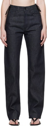 Mugler Indigo Laced-Up Straight Jeans
