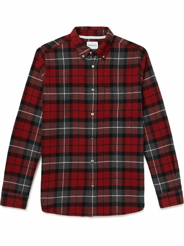 Photo: Norse Projects - Anton Checked Brushed Cotton-Flannel Shirt - Red