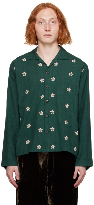 Photo: Karu Research Green Hand-Embroidered Shirt