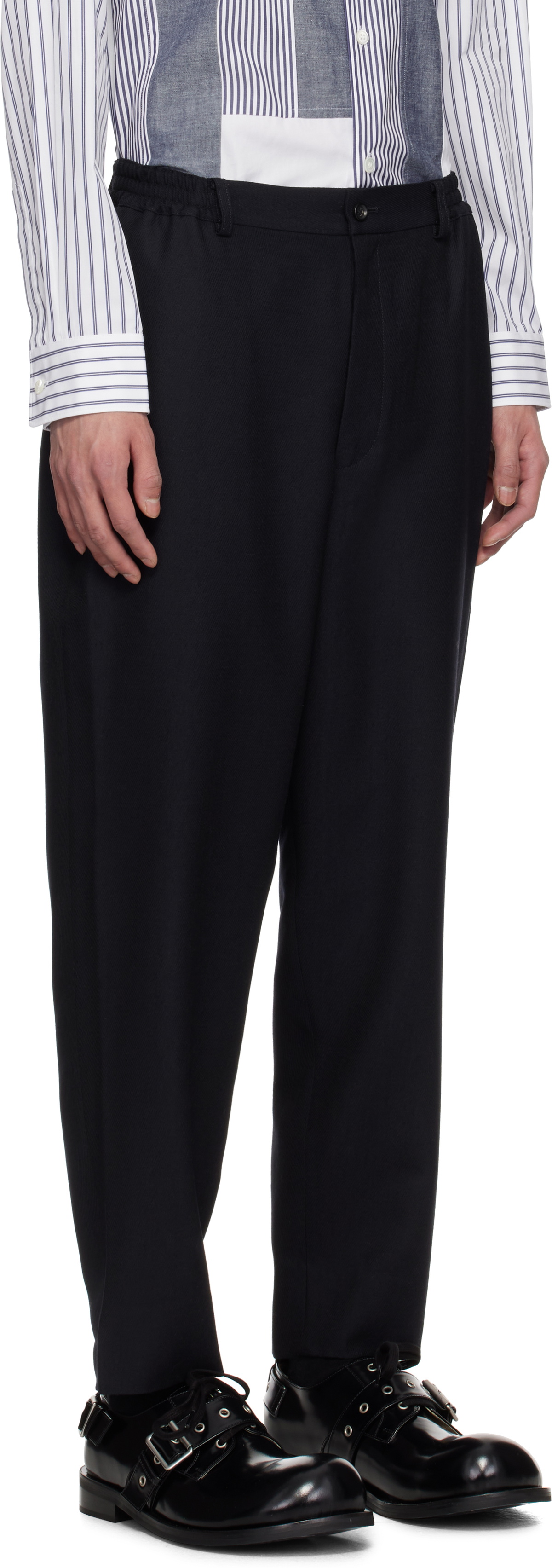 Comme des Garçons Homme Deux Navy Wool Kersey Trousers