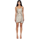 Diesel Beige Stretch Jersey & Metallic Finish Minidress