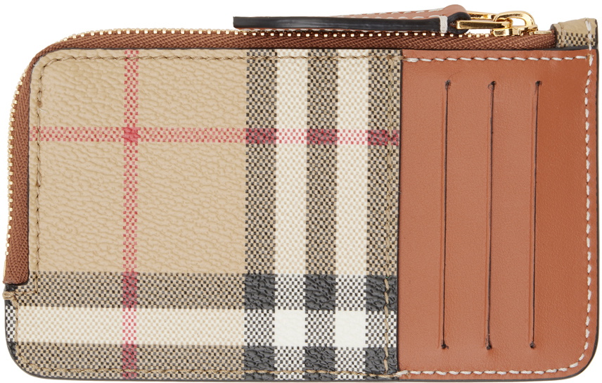 Burberry Beige Check Zip Wallet Burberry