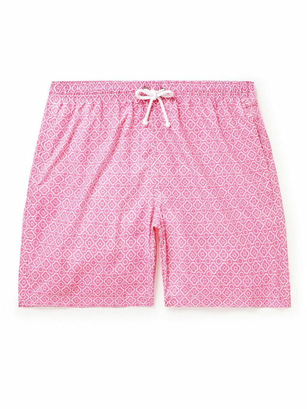 Photo: Anderson & Sheppard - Straight-Leg Mid-Length Printed Swim Shorts - Pink