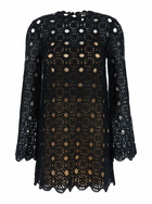 TwinSet Black Short Dress With Bell Sleeves In Wool Blend Woman