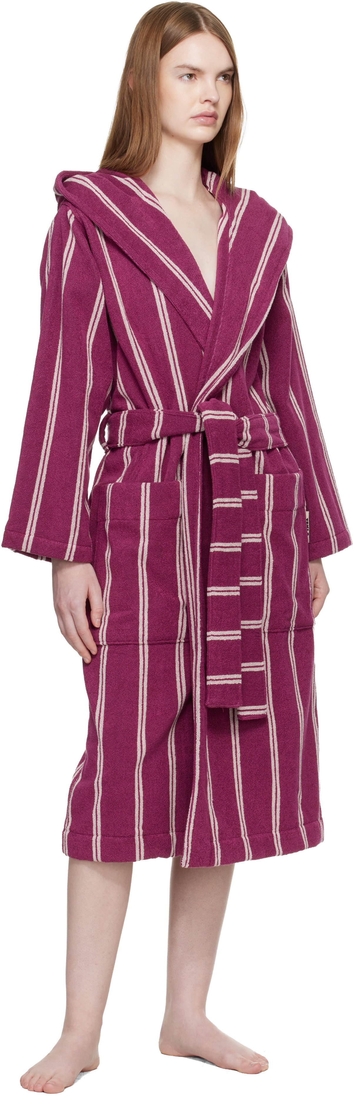 Tekla Purple Terry Hooded Bathrobe