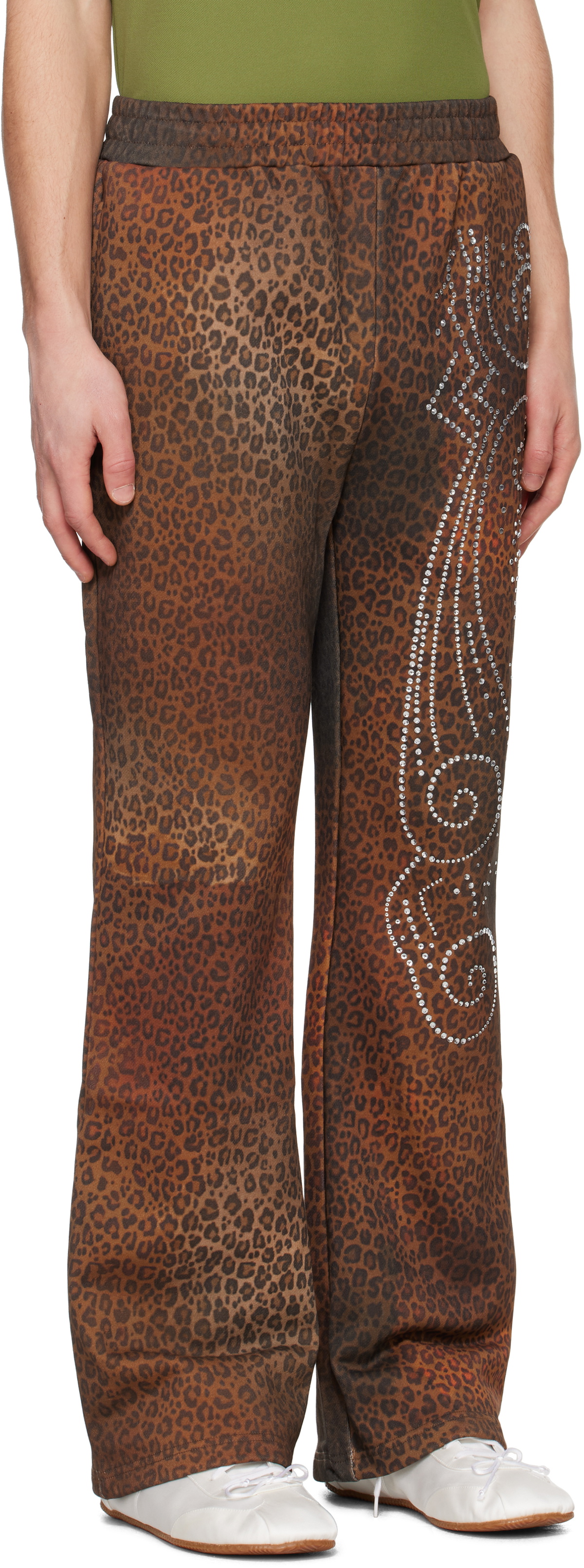 Praying Brown Cheetah Studded Terry Sweatpants