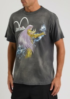 Saint Mxxxxxx Saint Seiya Printed Distressed Cotton T-shirt Black