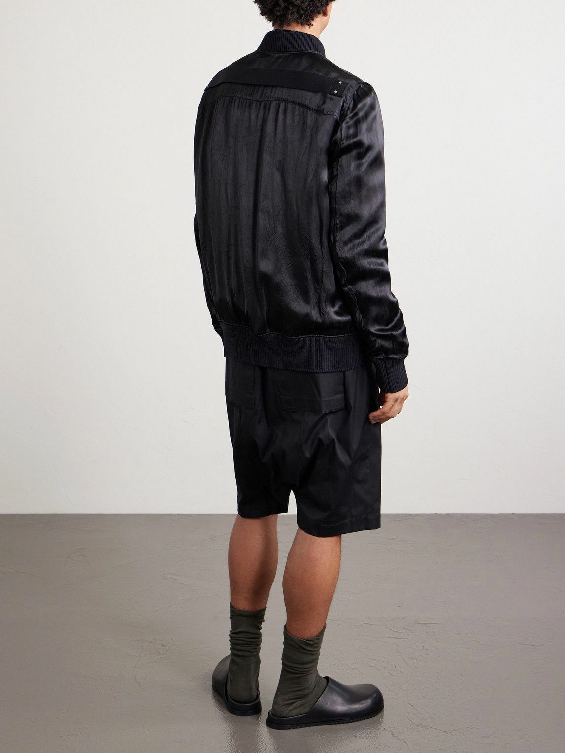 Rick Owens - Classic Flight Satin Bomber Jacket - Black