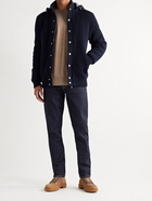 BRUNELLO CUCINELLI - Ribbed Cashmere and Shell Hooded Down Cardigan - Blue