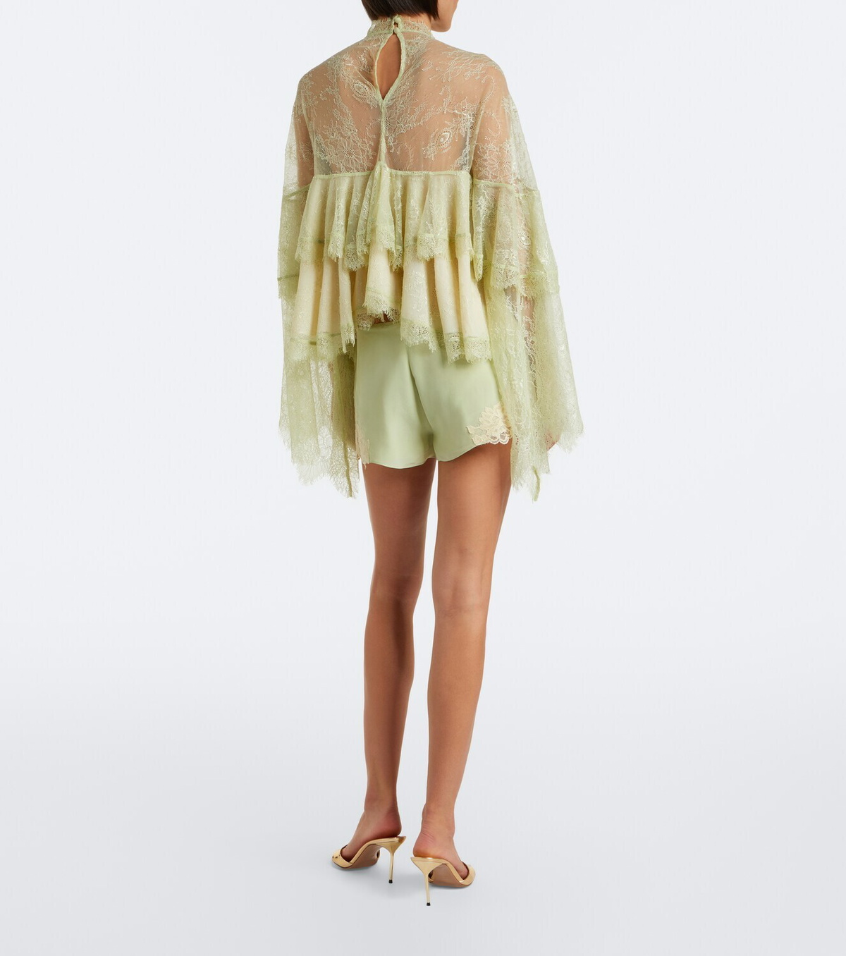 De La Vali Elia lace-trimmed crêpe de chine shorts