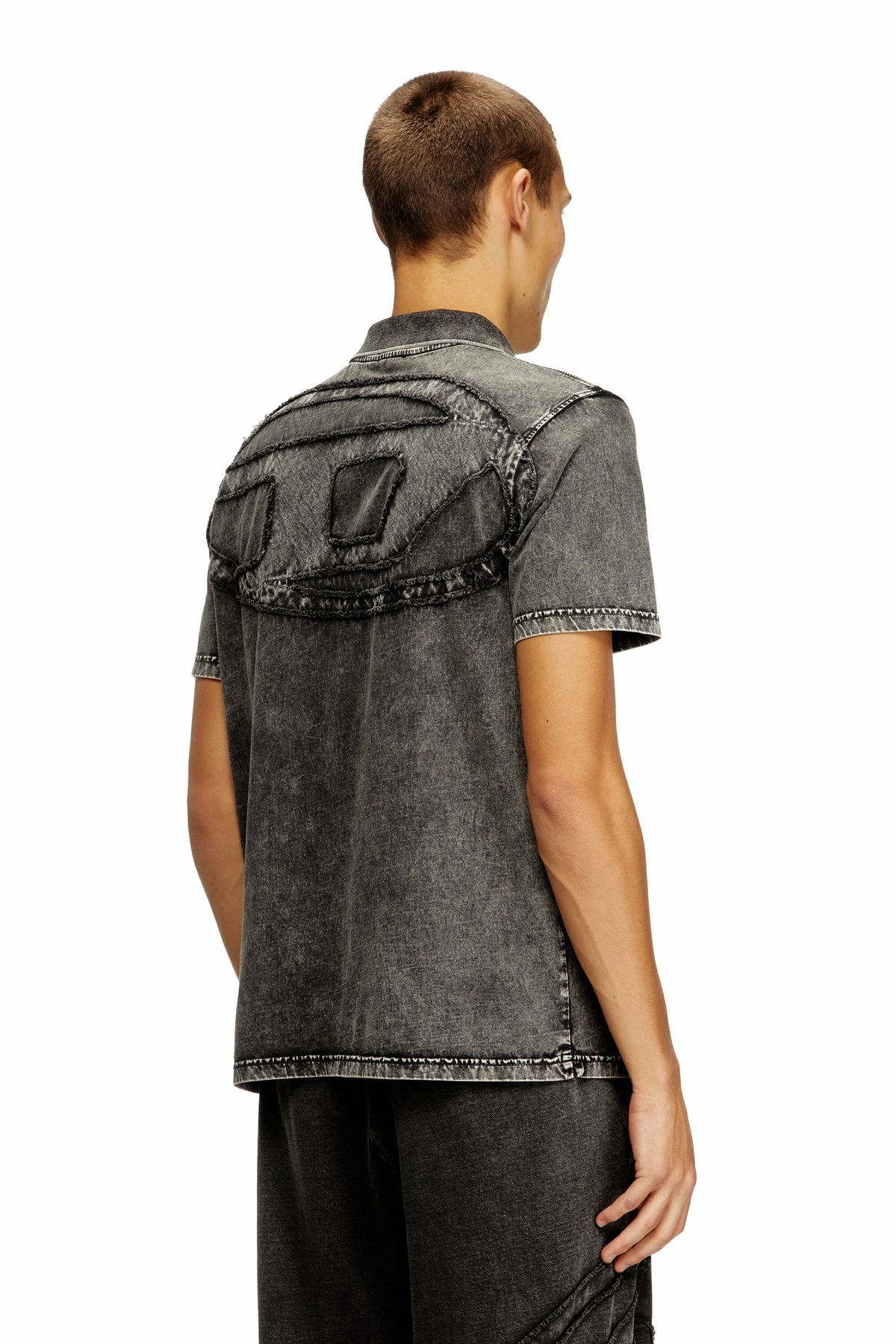 Diesel Polo shirt in denim-effect jersey - Polos Mens in Grey