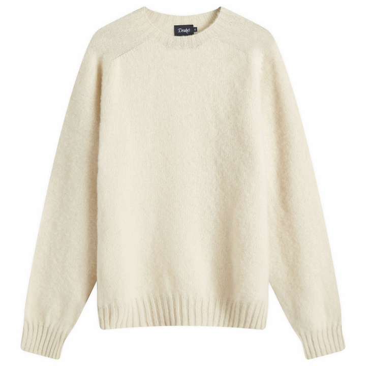 Photo: Drake's Men's Brushed Shetland Crewneck Jumper in Cream