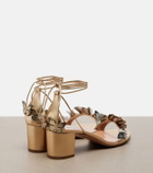 Aquazzura Papillon appliqué metallic leather sandals