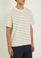 NN07 Pedro Striped-knit Cotton T-shirt Navy