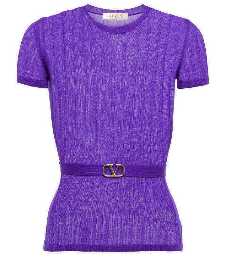 Photo: Valentino Belted ribbed-knit wool top