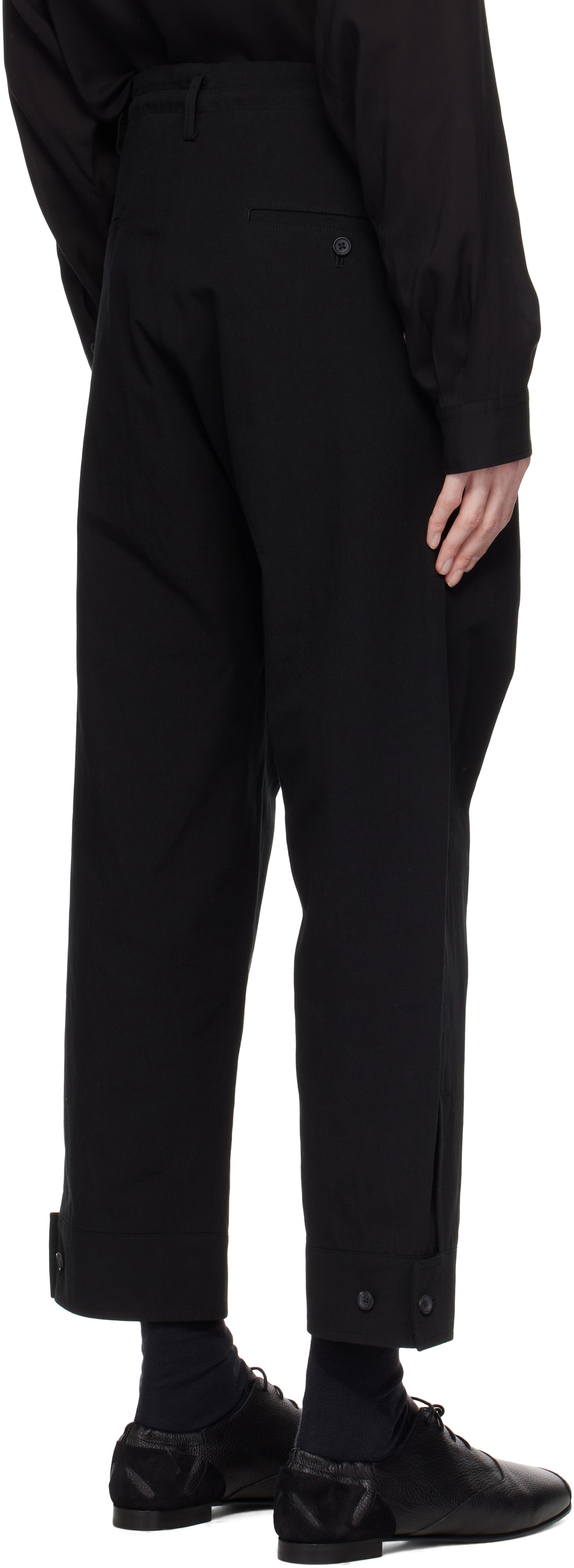 YOHJI YAMAMOTO Black Belted Hem Trousers