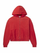 Cherry Los Angeles - Logo-Print Cotton-Jersey Zip-Up Hoodie - Red
