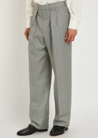 Tom Ford Herringbone Tapered-leg Silk Trousers Black And White