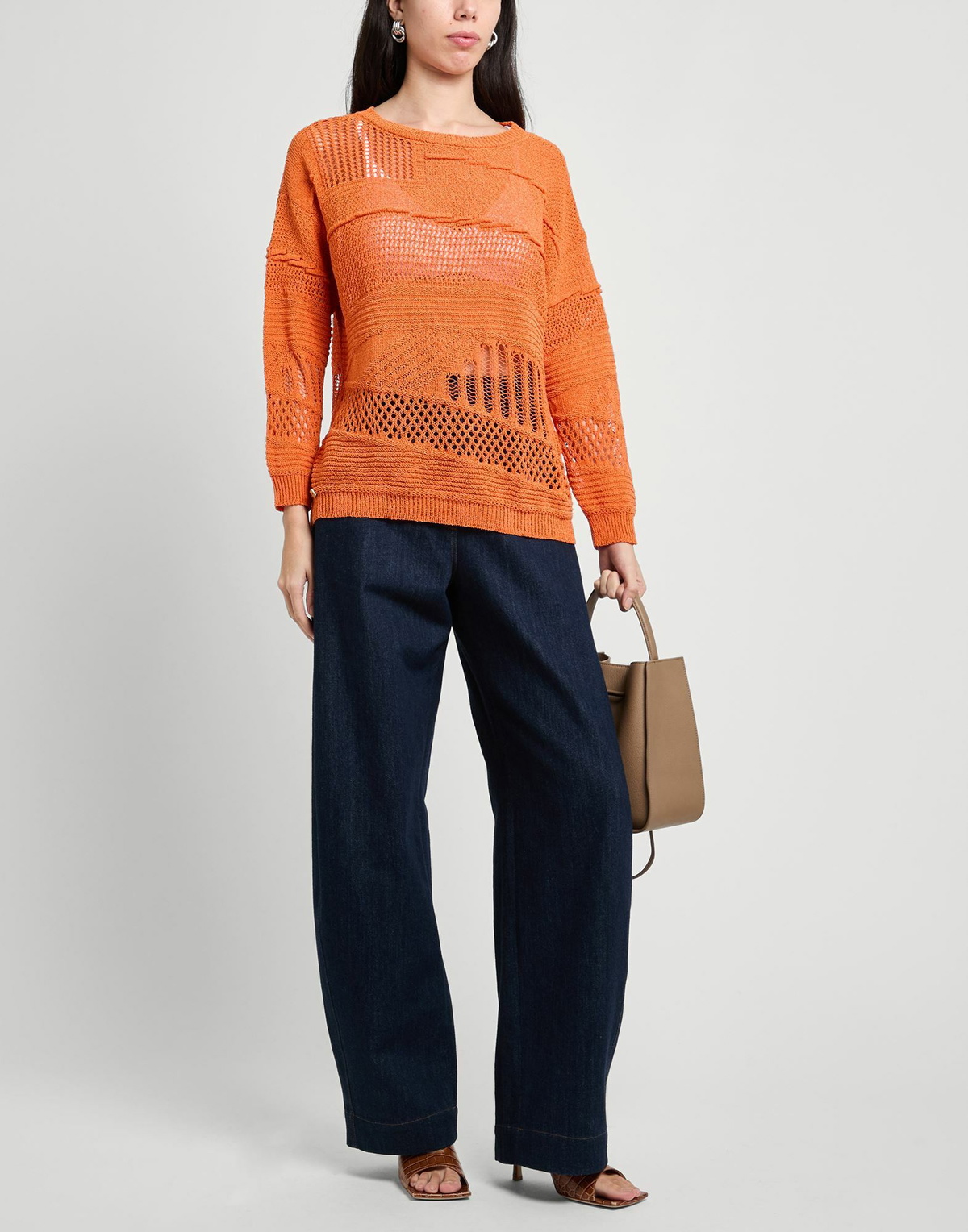 Manila Grace Womens Sweater in Orange