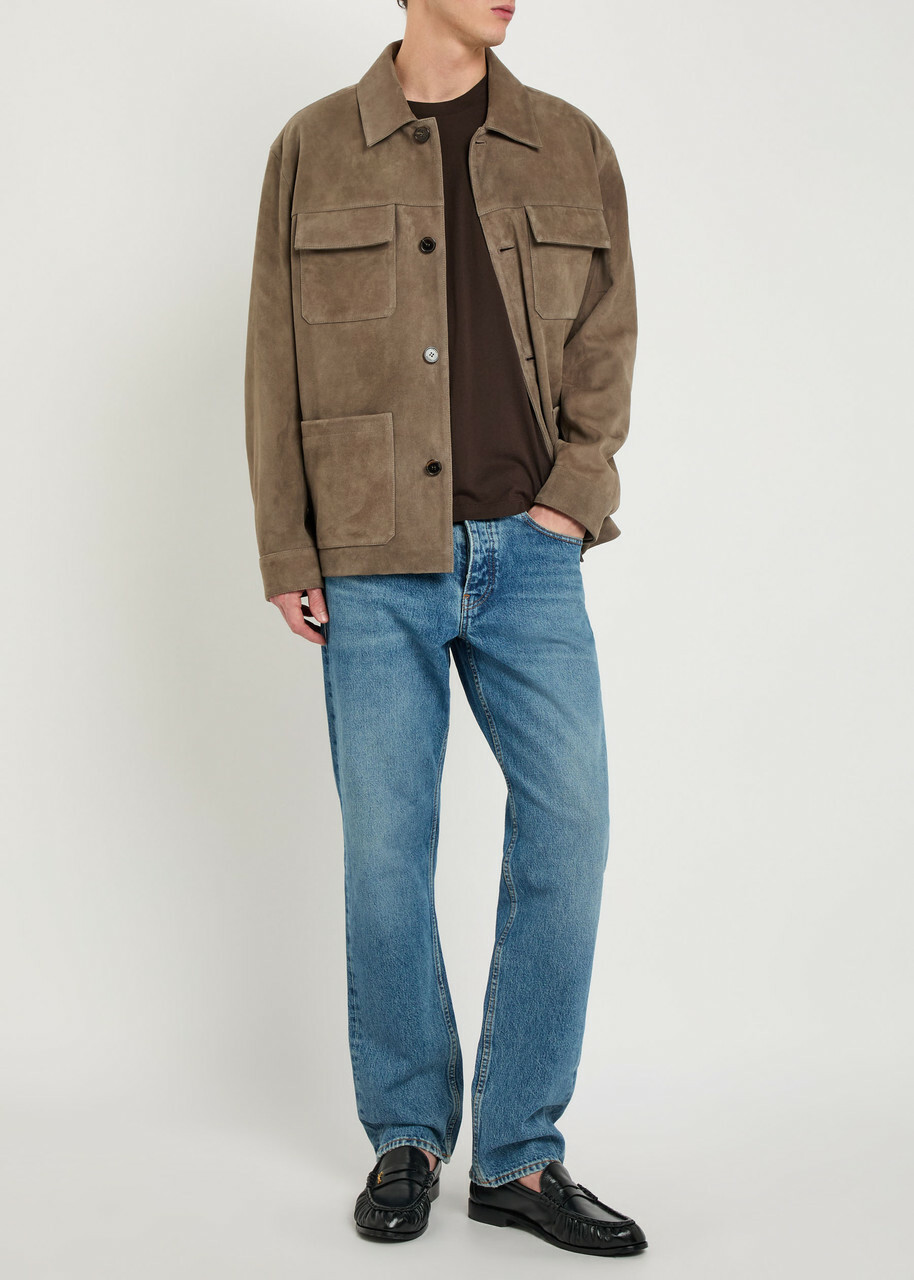 Frame Chore Suede Overshirt Taupe