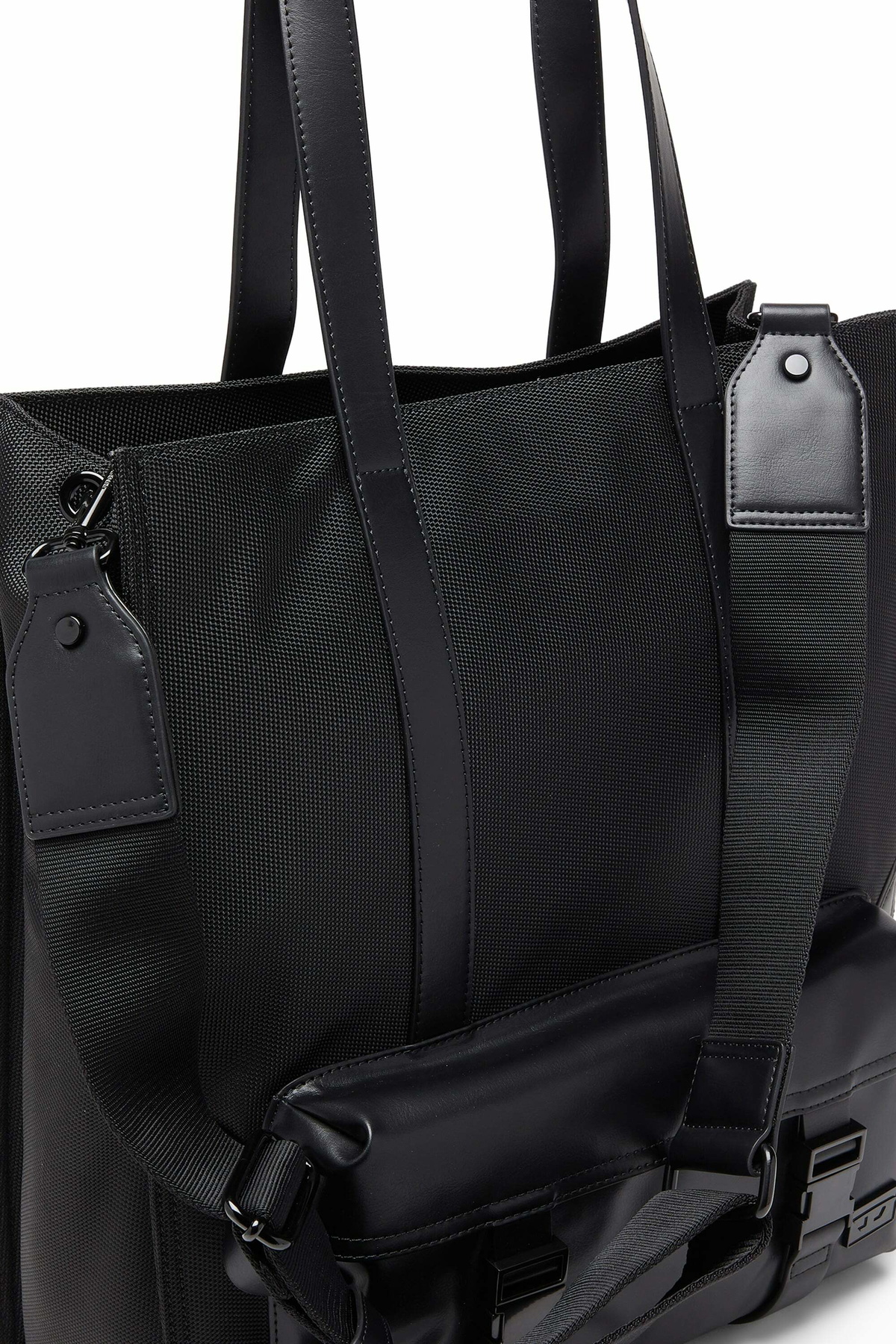 Diesel Multi-Pkts - Shopping bag with flap pocket and zip - Shopping Bags - Unisex - Black