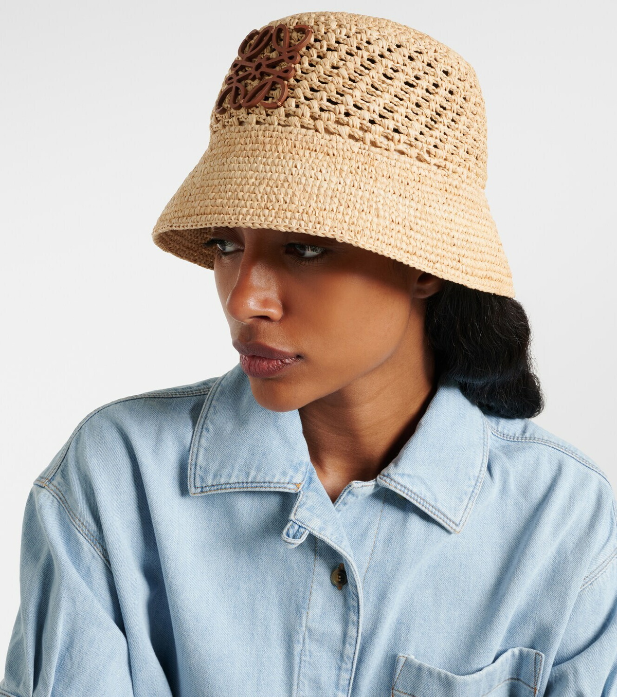 Loewe Anagram raffia bucket hat